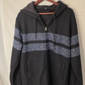 7 Diamonds Dark Navy and Gray Zip-Up Sweater Jacket Luxe Soft XXL